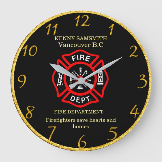Firefighters save hearts and homes large clock (Front)