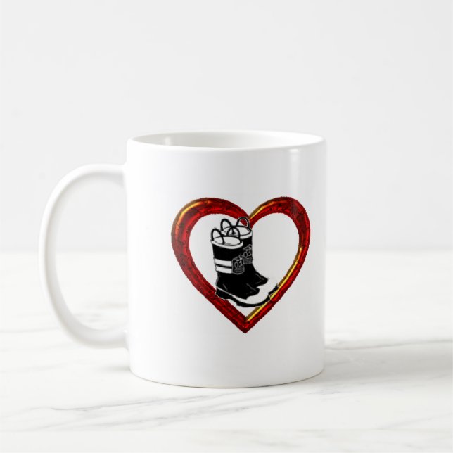 Firefighters_Wife, heart, boots, Married to, My... Coffee Mug (Left)
