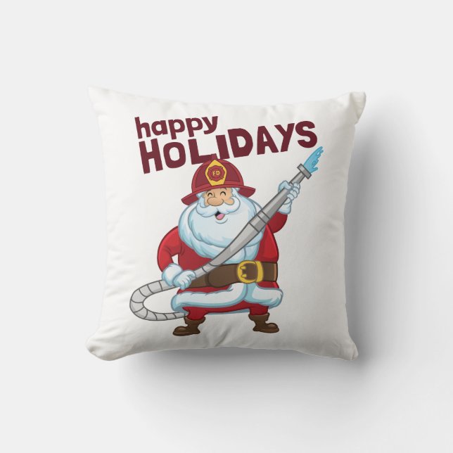 Firefighting Christmas Santa Claus Firefighter Cushion (Front)