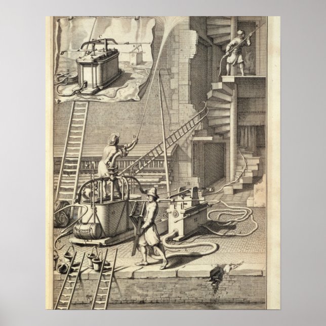 Firefighting Machinery, from a book on Firefightin Poster (Front)