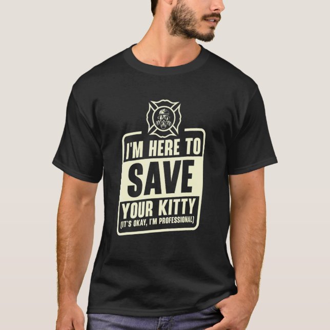 Firefighting Professional Rescue Cat Firefighter F T-Shirt (Front)