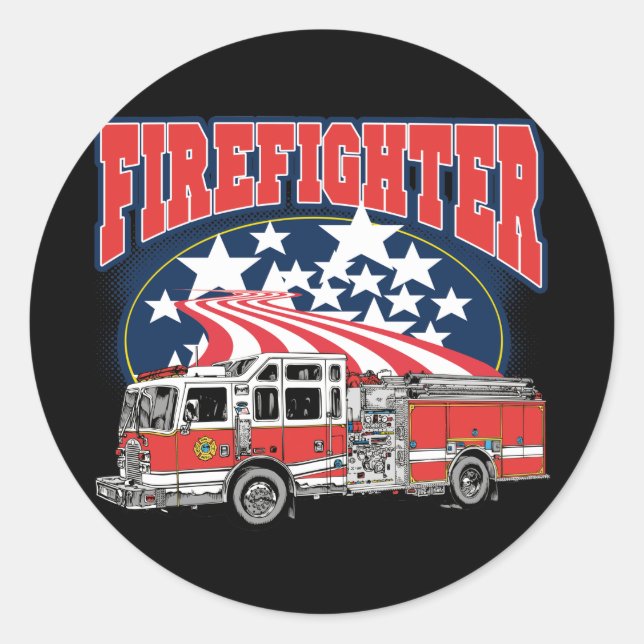 Firefighting Truck Classic Round Sticker (Front)
