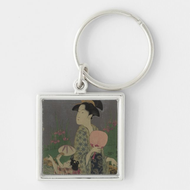 Fireflies, 1793 (colour woodcut) key ring (Front)