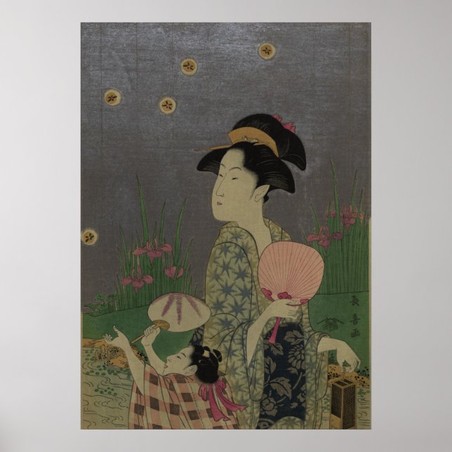 Fireflies, 1793 (colour woodcut) poster (Front)