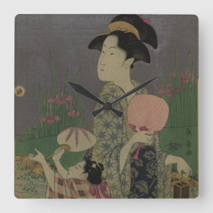 Fireflies, 1793 (colour woodcut) square wall clock