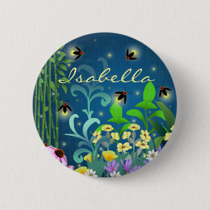 Fireflies 6 cm round badge