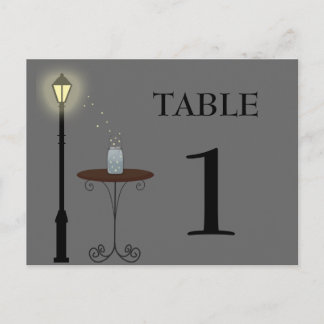 Fireflies and Mason Jar Table Number Postcard