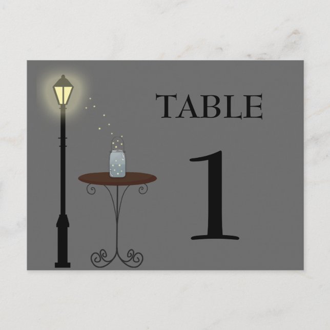 Fireflies and Mason Jar Table Number Postcard (Front)