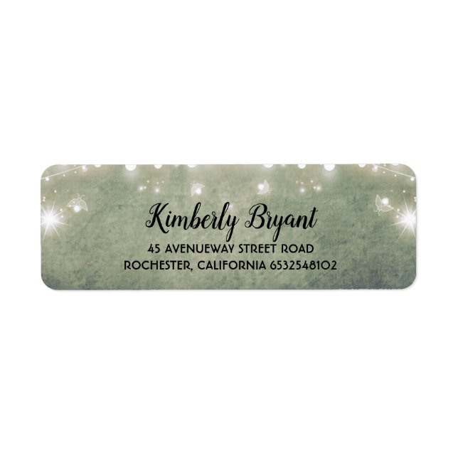 Fireflies and Night Lights Rustic Wedding Return Address Label (Front)