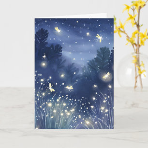 Fireflies at Night Firefly Blue Watercolor Card