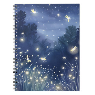 Fireflies at Night   Firefly Blue Watercolor Notebook