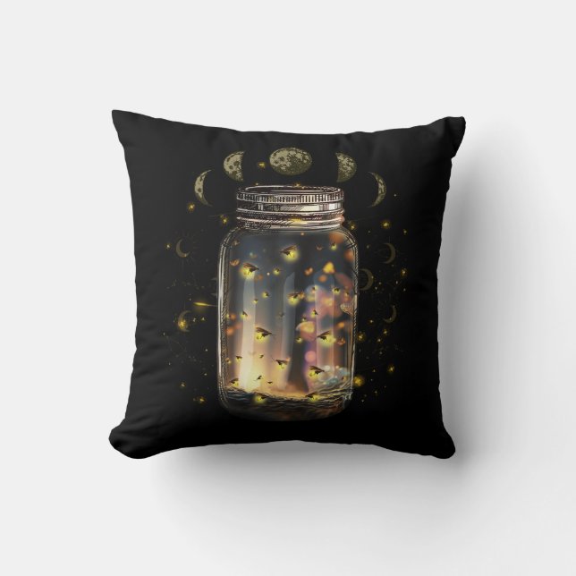 Fireflies Bugs In Jar Firefly Lightning Insects Gl Cushion (Front)