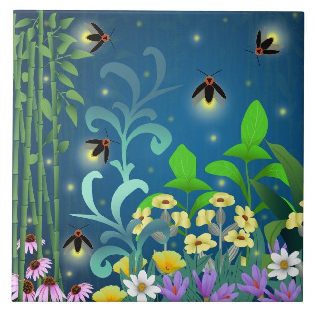 Fireflies  ceramic tile (Front)