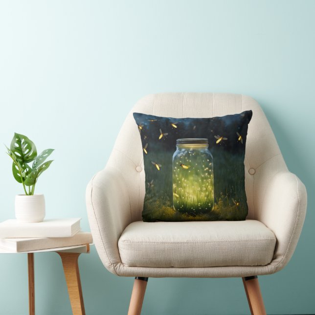 Fireflies Glowing In A Jar Cushion (Chair)