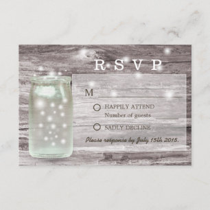 Fireflies Glowing Mason Jar Wedding RSVP