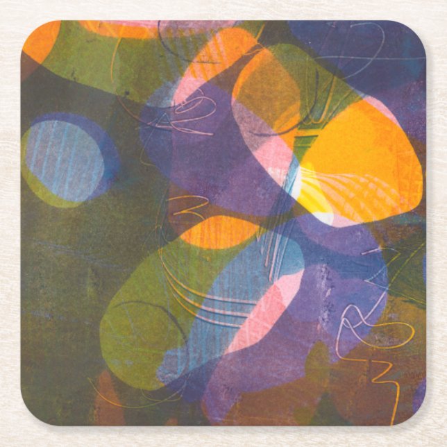 Fireflies I Square Paper Coaster (Front)