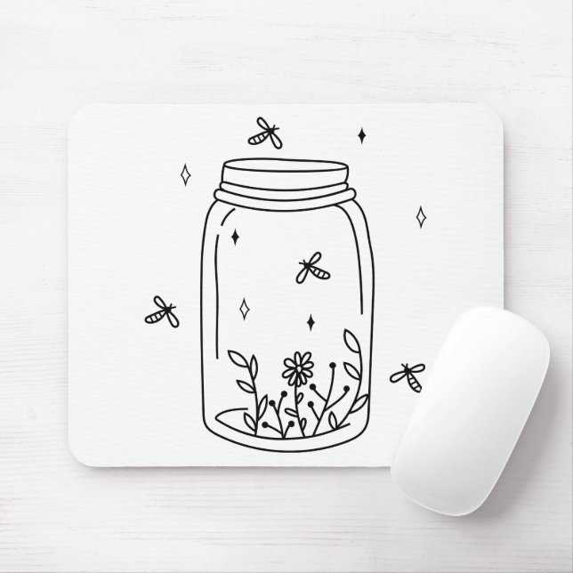 Fireflies in a Jar Mouse Pad (With Mouse)