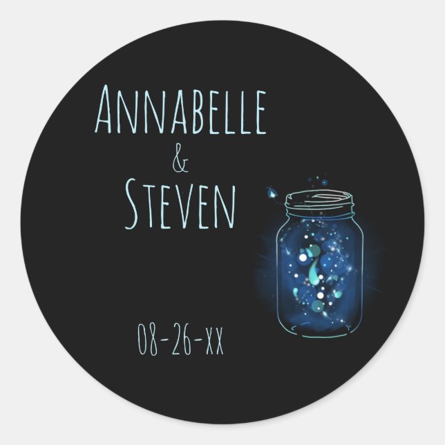 Fireflies in Jar Personalised Classic   Classic Round Sticker (Front)