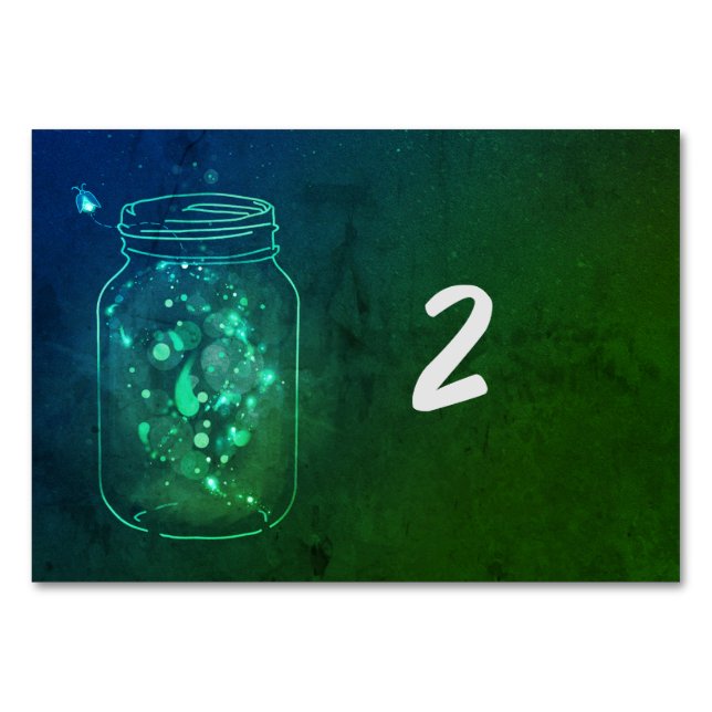 Fireflies in Jars Greenleaf Table Number Cards (Back)