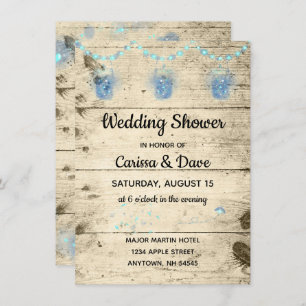 Fireflies in Jars Rustic Wedding Shower Invitation