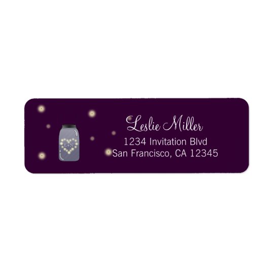 Fireflies in Mason Jar Heart Address Labels