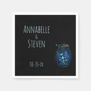 Fireflies in Mason Jar Personalised Wedding Napkin