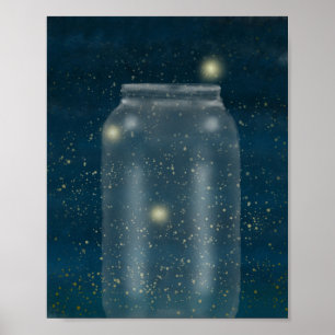 Fireflies & Jar Painting Poster