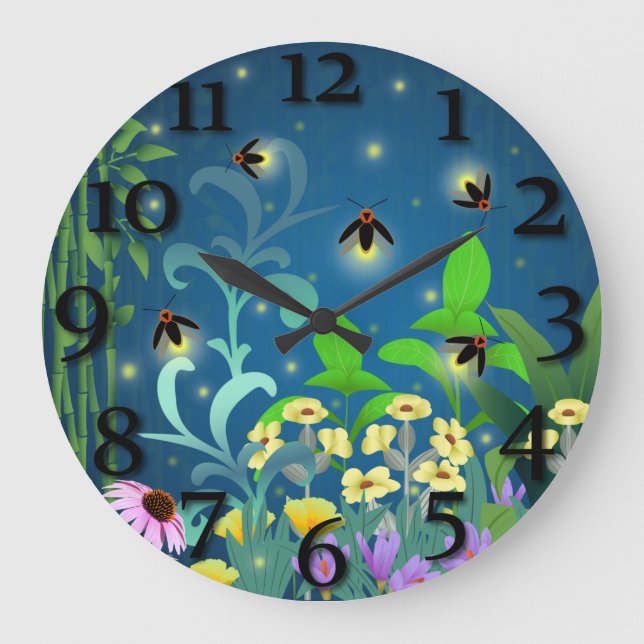 Fireflies Large Clock (Front)