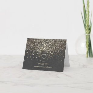 Fireflies Mason Jar Gold Chalk Wedding Thank You Card