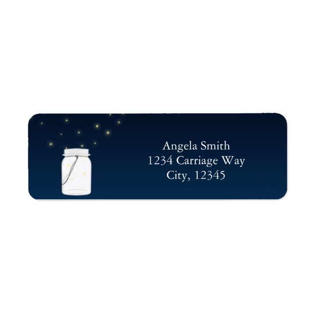 Fireflies Mason Jar Rustic Blue Address Labels (Front)