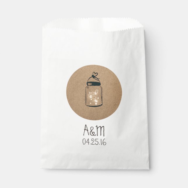 Fireflies Mason Jar Rustic Wedding Favour Bag (Front)