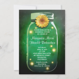Fireflies & Mason Jar Whimsical Rehearsal Dinner Invitation