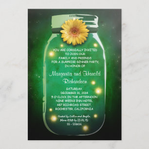 Fireflies & Rustic Mason Jar Whimsical Anniversary Invitation