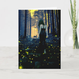 FIREFLIES & WOMAN ART BIRTHDAY CARD FOR HER