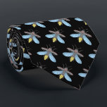 Firefly (black) - Neck Tie<br><div class="desc">Firefly/lightening bug digital drawing.</div>