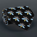 Firefly (black) - Neck Tie<br><div class="desc">Firefly/lightening bug digital drawing.</div>