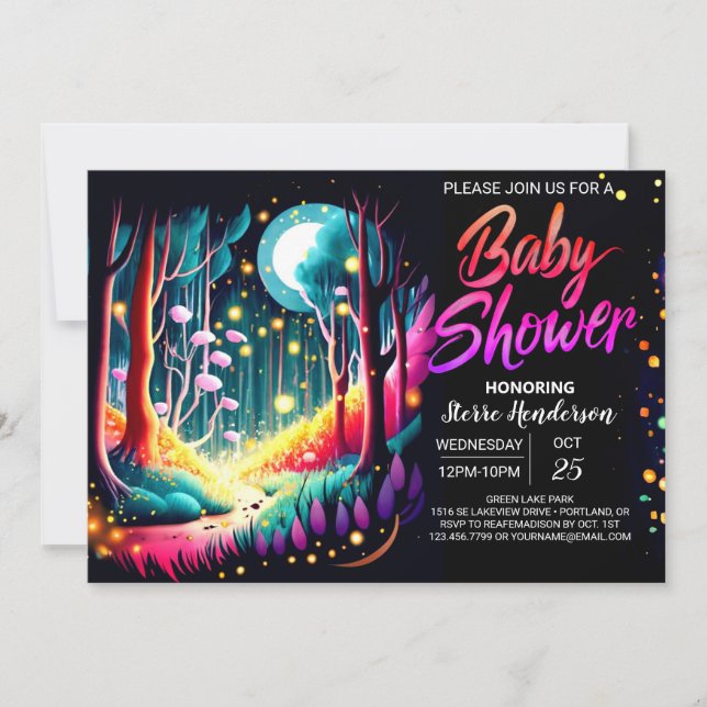 Firefly Dreamy Forest Baby Shower Invitation (Front)