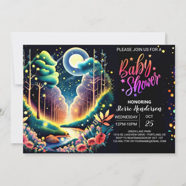 Firefly Fantasy Woods Baby Shower Invitation (Front)