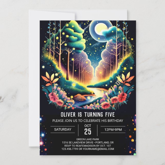 Firefly Fantasy Woods Birthday Invitation (Front)