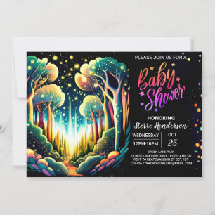 Firefly Glows Forest Baby Shower Invitation