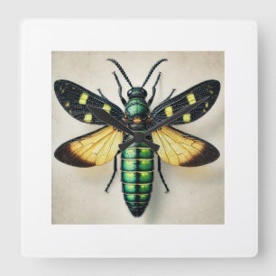 Firefly in the Wild 151024IREF219 - Watercolor Square Wall Clock