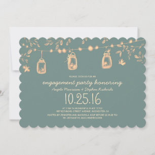 firefly lights mason jars vintage engagement party invitation