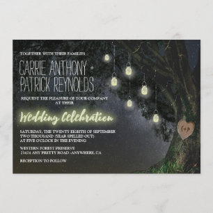 Firefly Mason Jar Oak Tree Wedding Invitations