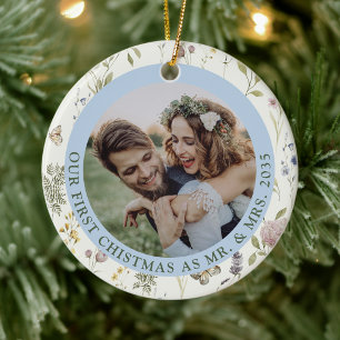 Firefly Meadow First Christmas as Mr & Mrs Ceramic Ornament