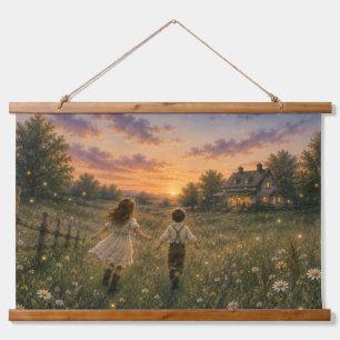 Firefly Meadow Watercolor Tapestry