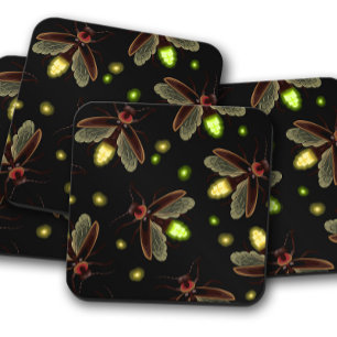 Firefly Moth Insect Bug   Moth Cork Coaster Set