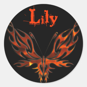 FireFly Red Flame Butterfly Design Classic Round Sticker