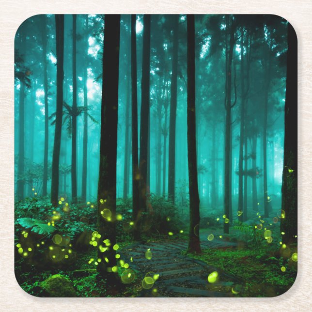 Firefly Square Paper Coaster (Front)