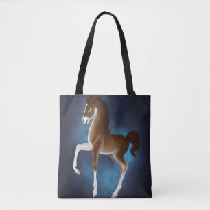 Firefly Stroll: Luminescent Wanderer in Blue Tote Bag