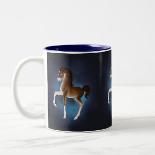 Firefly Stroll: Luminescent Wanderer in Blue Two-Tone Coffee Mug